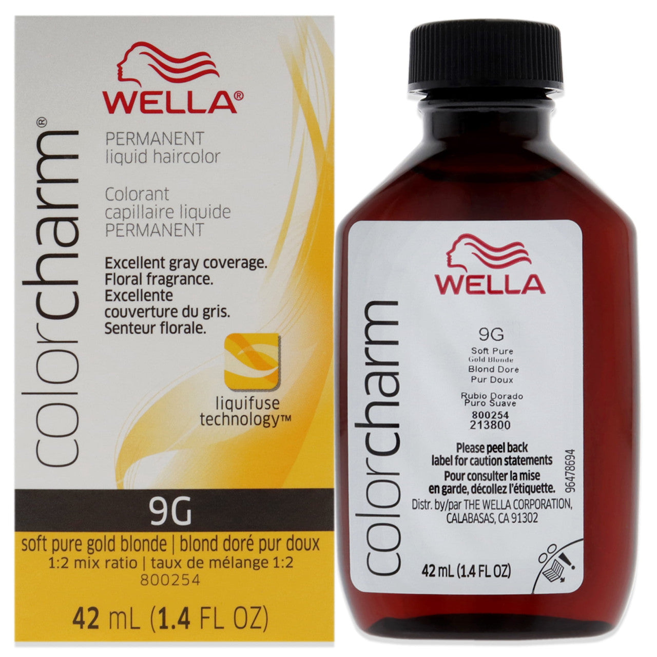 Wella Color Charm 9G Soft Pure Gold Blonde Liquid Creme Hair Color, 1.4 Oz